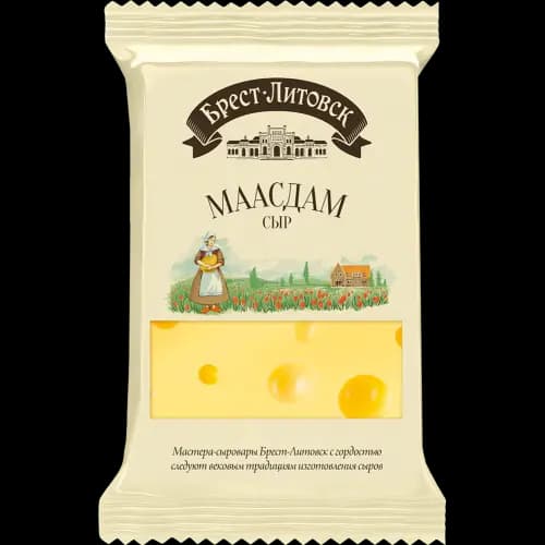 Сыр полутвердый Брест-Литовск Маасдам, 45%,