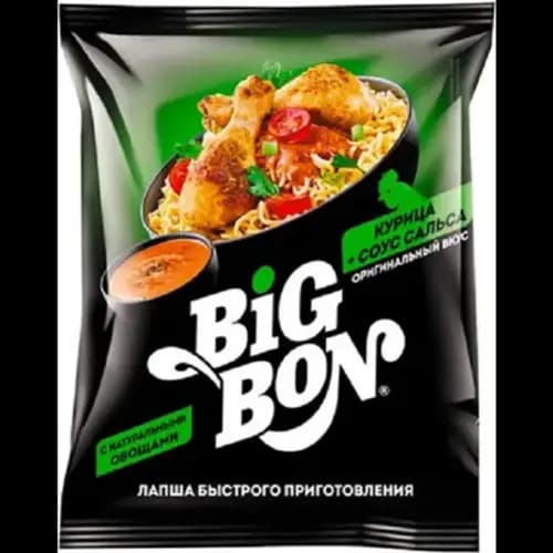 Лапша Big Bon курица + соус сальса 75 г