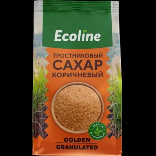 Сахар тростниковый Ecoline Golden granulated, коричневый, 500 г