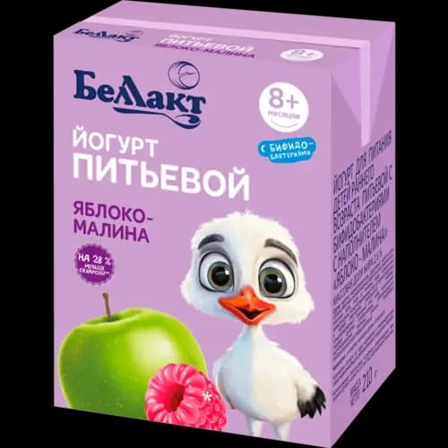 Йогурт питьевой Беллакт детский, яблоко-малина, 2.6%, 210 г