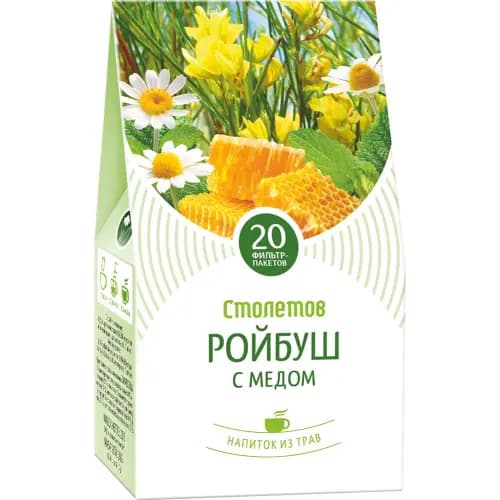 Напиток чайный Столетов ройбуш с медом, 20х1 г