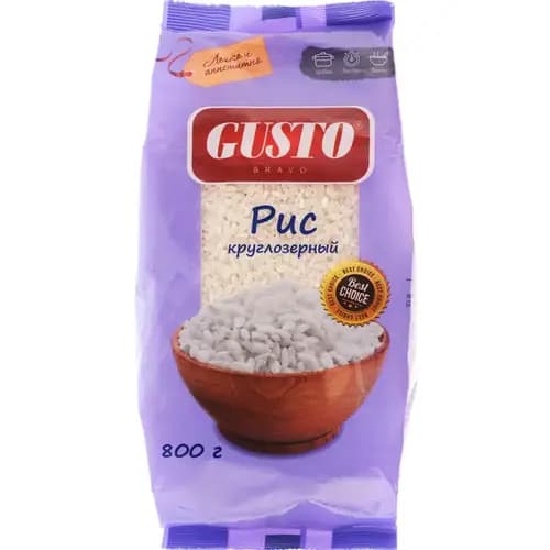Рис Gusto круглозерный, шлифованный, 800 г