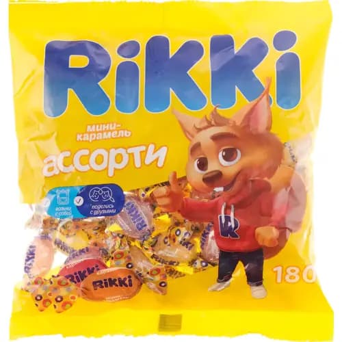 Карамель Rikki мини ассорти, 180 г