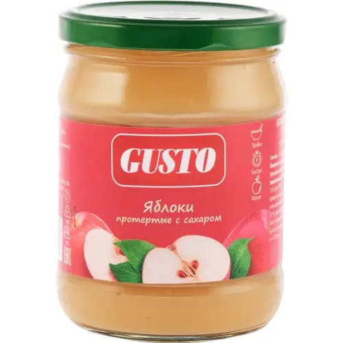 Яблоки протертые GUSTO с сахаром, 480 г