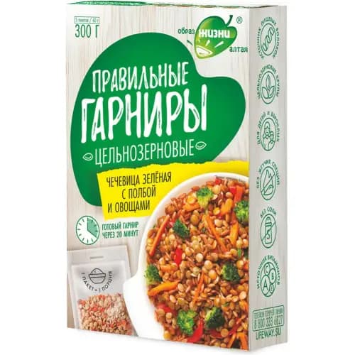 Чечевица зеленая Правильные Гарниры полба, овощи, 300 г