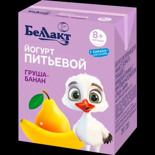 Йогурт питьевой Беллакт с бифидобактериями, груша-банан, 2,6%,210 г
