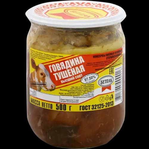 Консервы мясные Бетпак говядина тушеная высший сорт, 97.5%, 500 г