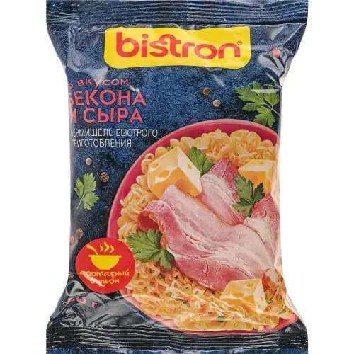 Вермишель быстрого приготовления Bistron со вкусом бекона и сыра, 60 г