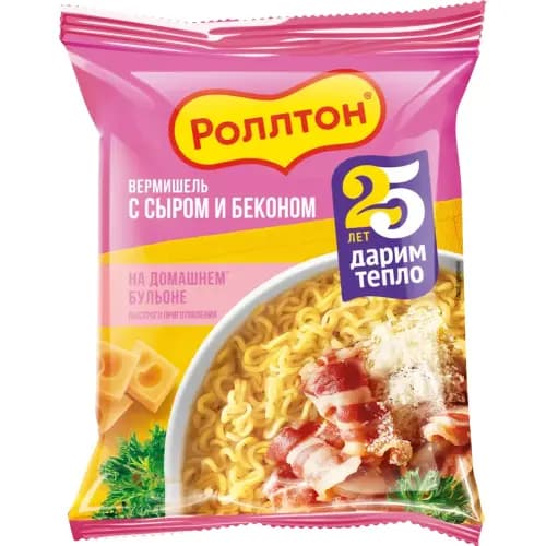 Вермишель Роллтон со вкусом сыра и бекона,БП 60 г