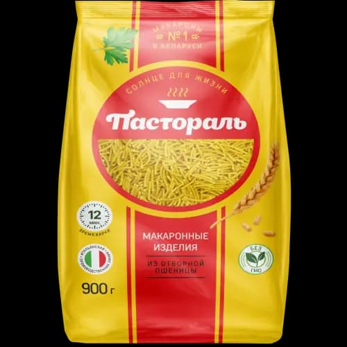 Макаронные изделия Пастораль рожки соломка, 900 г