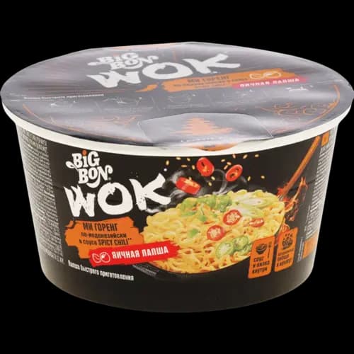 Лапша яичная Big Bon WOK Ми Горенг, по-индонезийски в соусе, 85 г