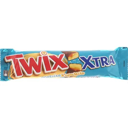 Шоколадный батончик Twix Extra, соленая Карамель, 82 г