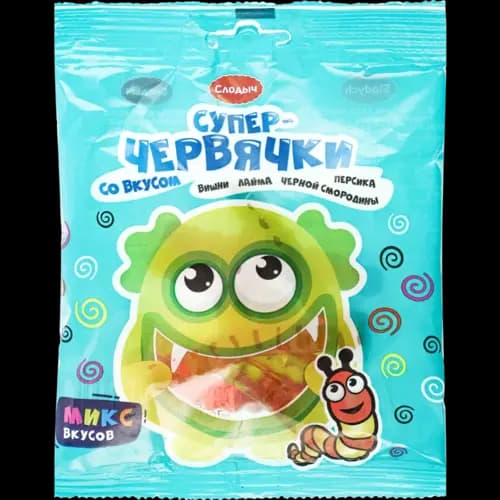 Конфеты желейные Слодыч Супер-Червячки, микс, 75 г