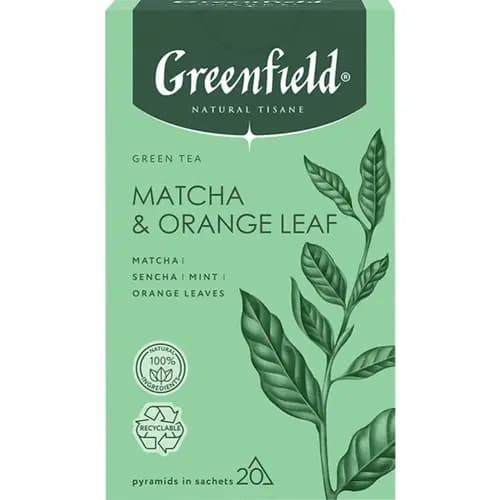 Чай зелёный Greenfield с мятой и листьями апельсина, 20х1.8 г