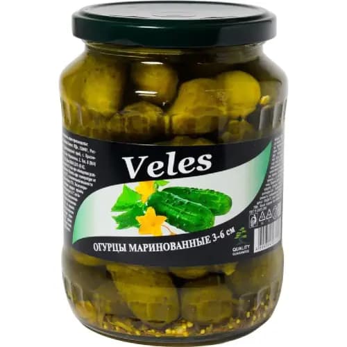 Огурцы маринованные Veles целые 3-6 см, 700 г
