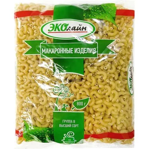 Макароны Эколайн  рожки гладкие, 800 г