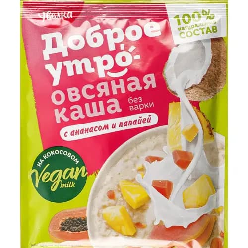 Каша овсяная Увелка с ананасом и папайей, 40 г