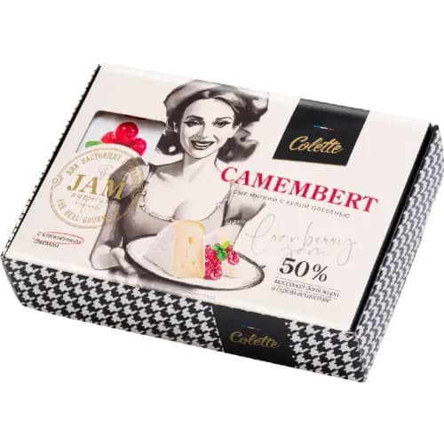 Сыр мягкий Colette Camembert с белый плесенью, с клюквенным джемом, 50%, 125 г