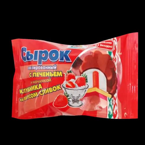 Сырок творожный глазированный Молочная страна с печеньем, клубника, 40 г