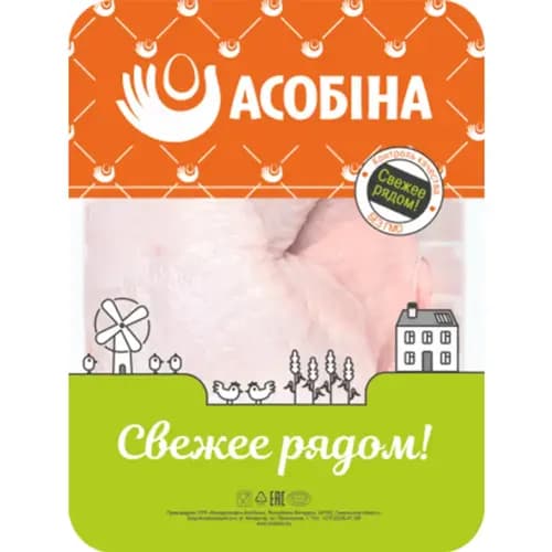 Окорочок цыплёнка-бройлера Асобiна охлаждённый, 1 кг