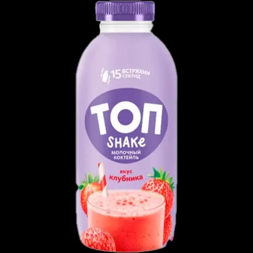 Молочный коктейль Топ шейк клубника, 2%, 450 г