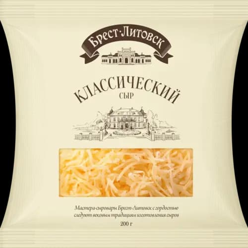 Сыр полутвердый Брест-Литовск классический, тертый, 45%,