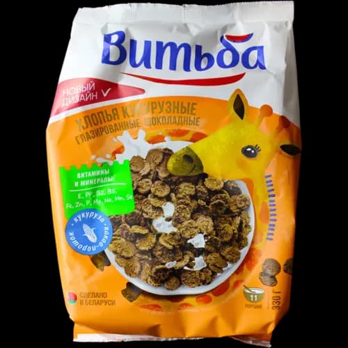 Сухой завтрак Витьба хлопья кукурузные, глазированные, шоколадные, 330 г