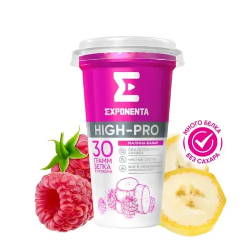 Напиток кисломолочный Exponenta High-pro малина-банан, 0.25 кг