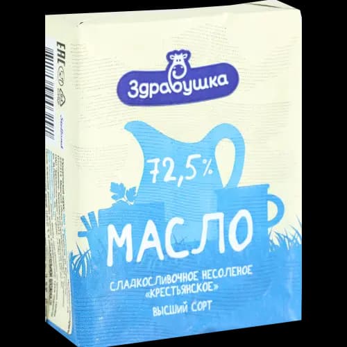 Масло сладкосливочное Здравушка несолёное 72.5%, 180 г