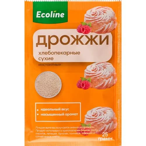 Дрожжи хлебопекарные Эколайн сухие, инстантные, 25 г