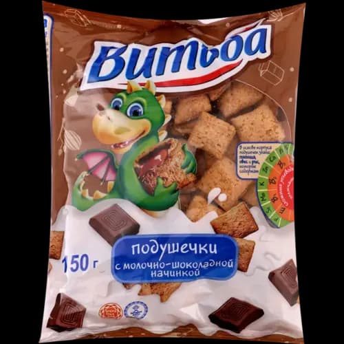Сухой завтрак Витьба подушечки, с молочно-шоколадной начинкой, 150 г