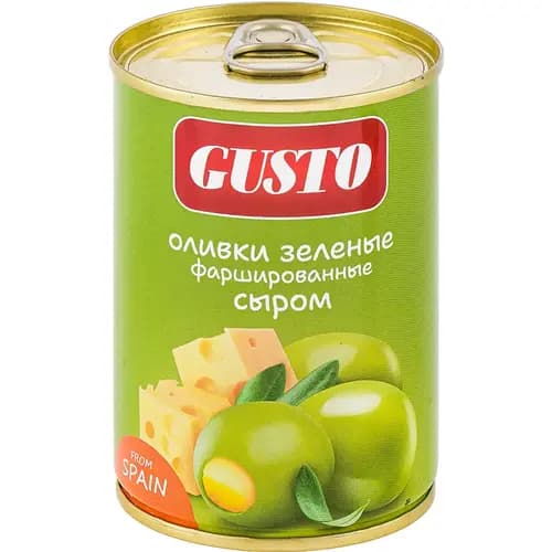 Оливки зеленые Gusto фаршированные сыром, 280 г