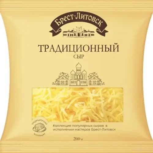 Сыр полутвердый  Брест-Литовск традиционный, тертый, 45%,