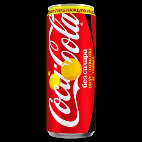 Напиток газированный Coca-Cola без сахара со вкусом лимона и лайма, 0.33 л