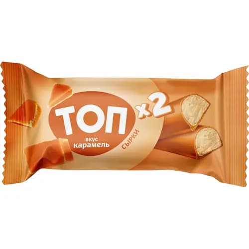Сырок творожный глазированный Топ со вкусом карамель, 2 палочки, 23%, 45 г