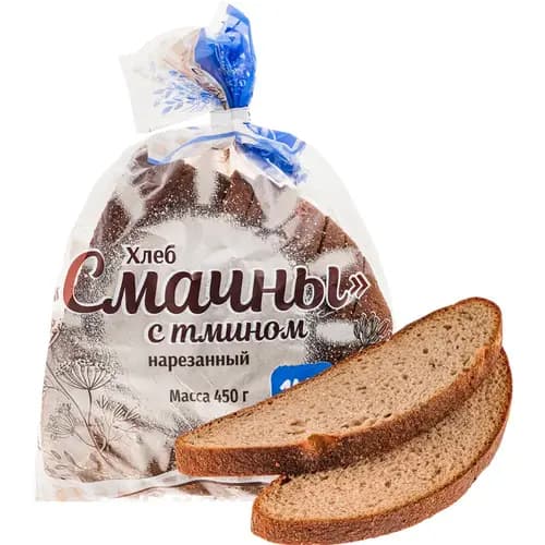 Хлеб Смачны с тмином подовый, нарезанный, 450 г