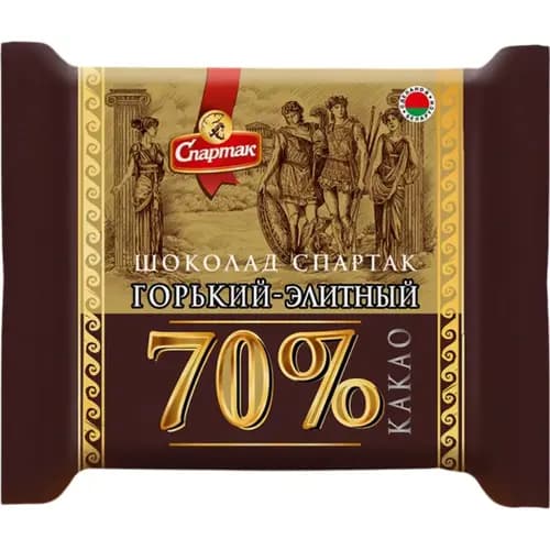 Шоколад Спартак горький - элитный 70% какао, 65 г