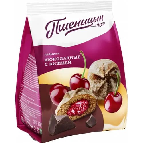 Пряники Пшеницын шоколадные с вишней, 200 г