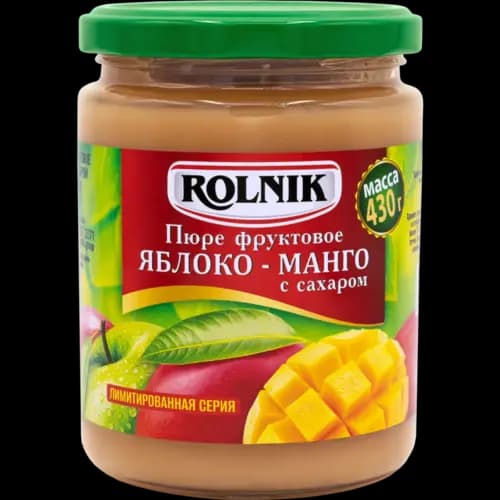 Пюре фруктовое Rolnik яблоко, манго с сахаром, 430 г