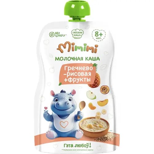 Каша молочная Mimimi гречнево-рисовая с фруктами, 110 г