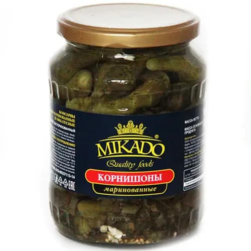 Корнишоны консервированные Mikado маринованные, 670 г