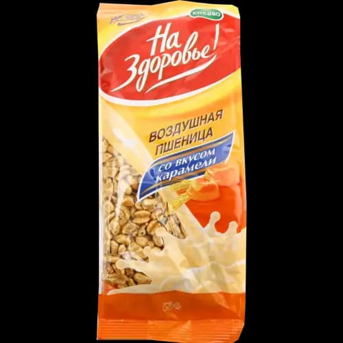 Сухой завтрак На Здоровье воздушная пшеница, вкус карамели, 100 г
