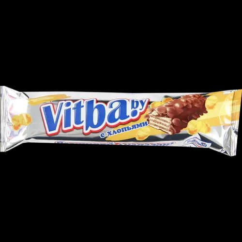Вафельный батончик Vitba.by с хлопьями, 38 г