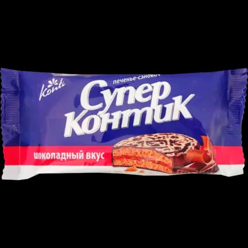 Печенье-сэндвич Konti супер контик, шоколадный вкус, 100 г