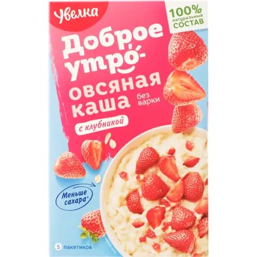 Каша овсяная Увелка с клубникой, 5х40 г