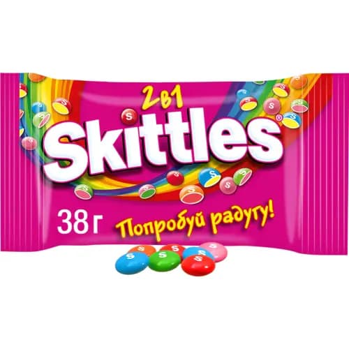 Драже жевательное Skittles 2 в 1, 38 г