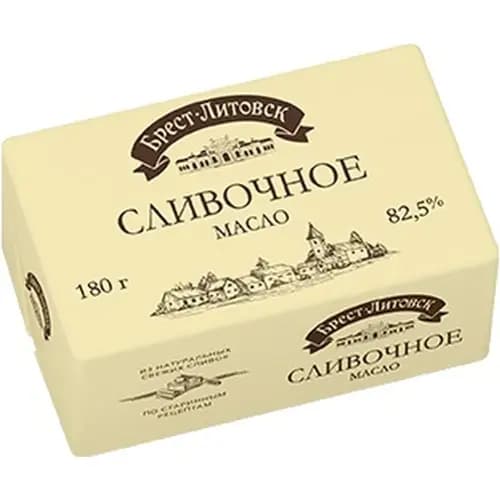 Масло сладкосливочное Брест-Литовск несоленое, 82.5%, 180г