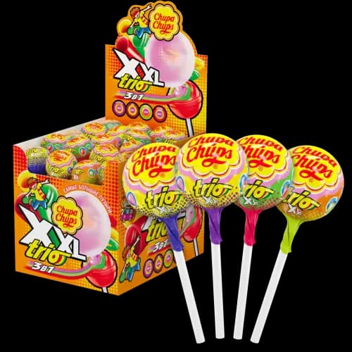 Карамель леденцовая Chupa Chups XXL Trio, с жевательной резинкой, 29 г