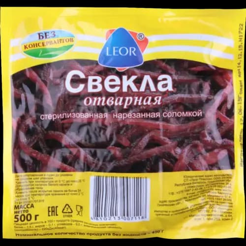 Свекла отварная Leor нарезанная соломкой, 500 г