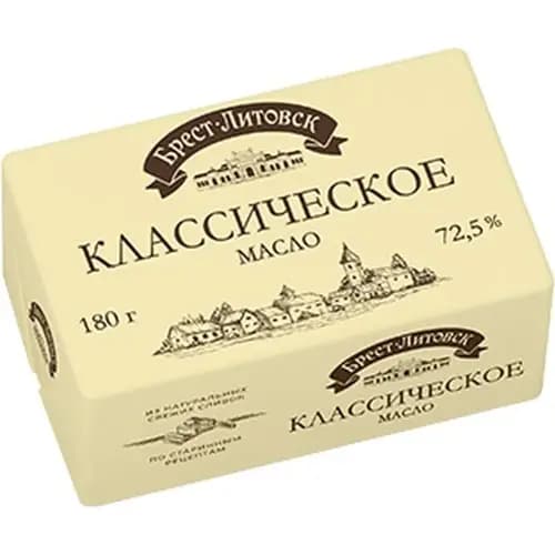 Масло сладкосливочное Брест-Литовск несоленое, 72.5%, 180г